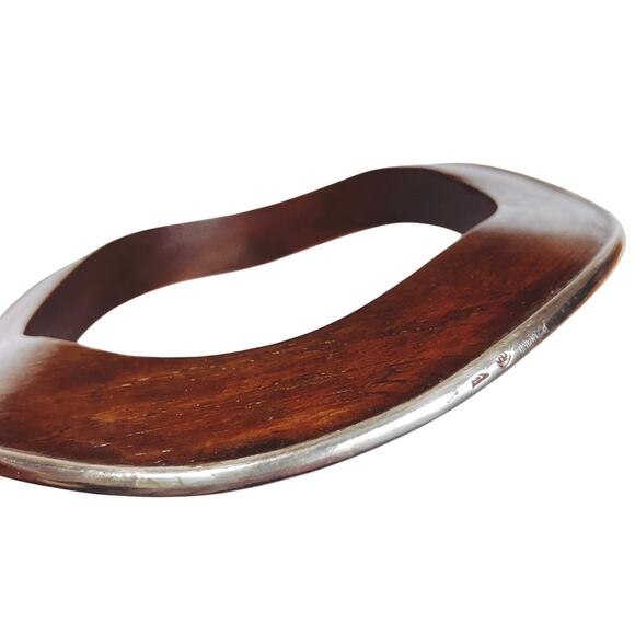 Signed Silpada B1662 Sterling Silver Rosewood Asymmetrical Cuff Bracelet Boho - Picture 1 of 10